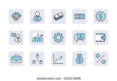 Set of Business vector line icons. It contains symbols of a handshake, a user, dollar pictograms, gears, a briefcase, a bag of money, a schedule and much more. Editable Stroke. 32x32 pixels.