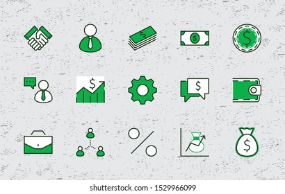 Set of Business vector line icons. It contains symbols of a handshake, a user, dollar pictograms, gears, a briefcase, a bag of money, a schedule and much more. Editable Stroke. 32x32 pixels.