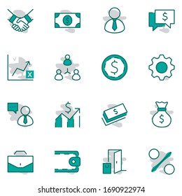 Set of Business vector line icons. It contains symbols of a handshake, a user, dollar pictograms, gears, a briefcase, a bag of money, a schedule and much more. Editable Stroke. 32x32 pixels.