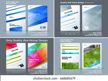 Set of Business vector template, brochure design, abstract annual report, cover modern layout, flyer in A4