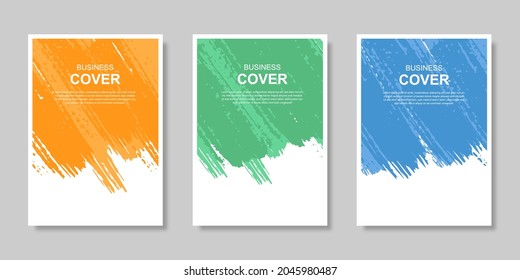 Set of business vertical cover background with watercolors splash. Vector illustration.