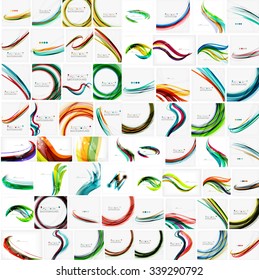 Set of business wave corporate backgrounds, flyers, brochure design templates. Modern unusual vector illustration