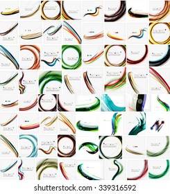 Set of business wave corporate backgrounds, flyers, brochure design templates. Modern unusual vector illustration
