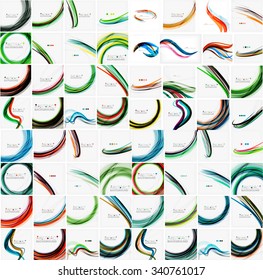 Set of business wave corporate backgrounds, flyers, brochure design templates. Modern unusual vector illustration