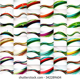Set of business wave corporate backgrounds, flyers, brochure design templates. Modern unusual vector illustration