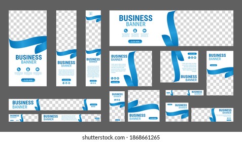 Set of Business Web Banners with standard size. Vertical, horizontal and square template. Vector EPS	
