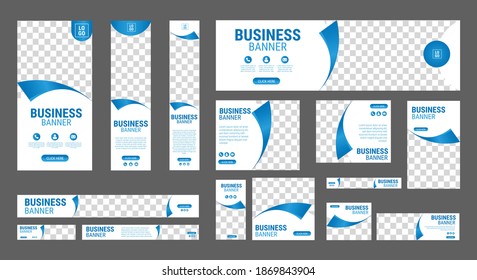 Conjunto de Banners Web de negocios con tamaño estándar. Plantilla vertical, horizontal y cuadrada. EPS vectoriales	
