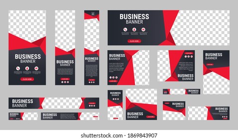 Conjunto de Banners Web de negocios con tamaño estándar. Plantilla vertical, horizontal y cuadrada. EPS vectoriales	
