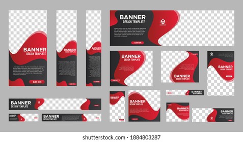 Set of Business Web Banners with standard size. Vertical, horizontal and square template. Vector EPS	10