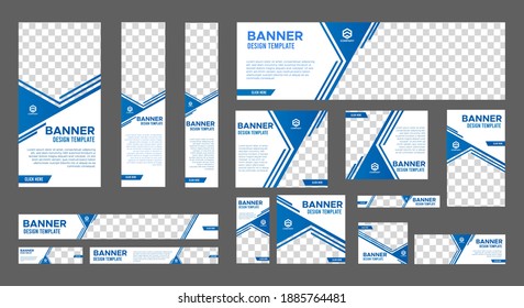 Set of Business Web Banners with standard size. Vertical, horizontal and square template. Vector EPS	10