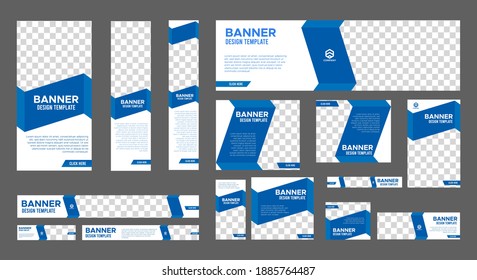 Set of Business Web Banners with standard size. Vertical, horizontal and square template. Vector EPS	10