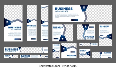 Set of business web banners of standard size with a place for photos. Vertical, horizontal and square template. vector illustration EPS 10