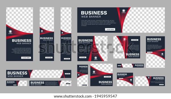 Set of business web banners of standard size with a\
place for photos. Vertical, horizontal and square template. vector\
illustration EPS 10