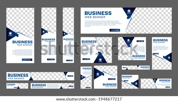 Set of business web banners of standard size with a\
place for photos. Vertical, horizontal and square template. vector\
illustration EPS 10