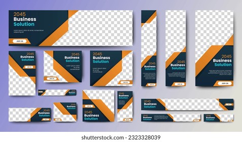 Set of business web banners template design with image space. vector