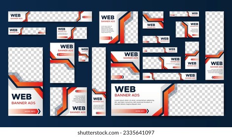 Set of business web banners template design with image space. vector	