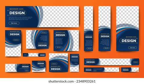 Set of business web banners template design with image space. vector	