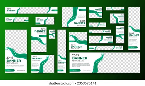 Set of business web banners template design with image space. vector