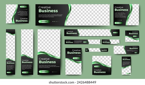 Set of business web banners template design with image space. vector