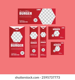 Set of business web banners template design with image space. vector