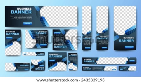 Set of business web banners template design with image space. vector	