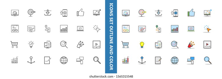 Set of  business website vector icons. 