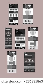 Set Of Business Wireframes Web Sites Landing Page Sport Recreation Isolated Vector Templates