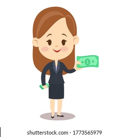 Set Business Woman Cartoon Character Vector