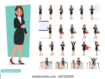 Set of Business woman character design.