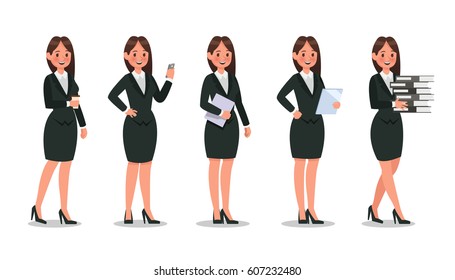 Set of Business woman character design.