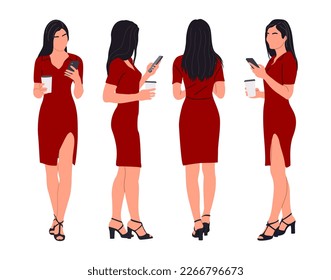 Set of Business woman character in different poses