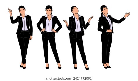 Set of Business woman character in different poses