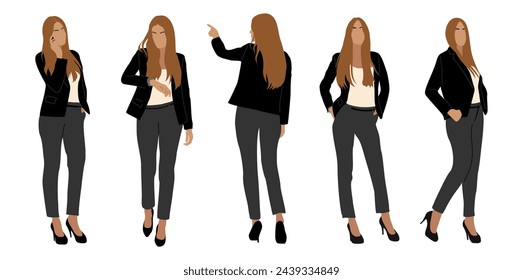 Set of business woman character in different poses