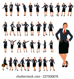 set of business woman in different poses in color