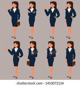 Set Business Woman Standing Different Posed Stock Vector (Royalty Free ...