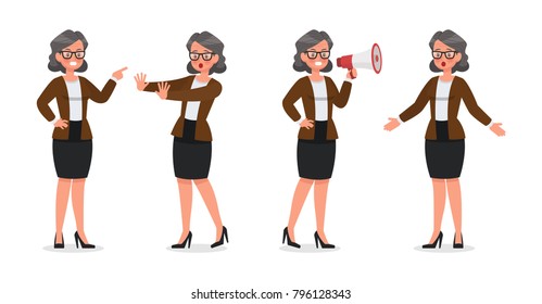 set of business woman working in office character vector design