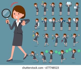 A set of business women with digital equipment such as smartphones.
There are actions that express emotions.
It's vector art so it's easy to edit.