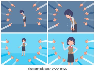 A set of business women with income to be evaluated.It's vector art so easy to edit.