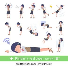 A set of business women with income expressing failure and depression.It's vector art so easy to edit.