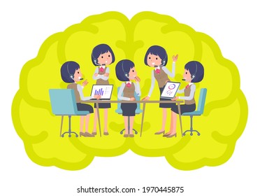 A set of business women with income having an intracerebral meeting.It's vector art so easy to edit.