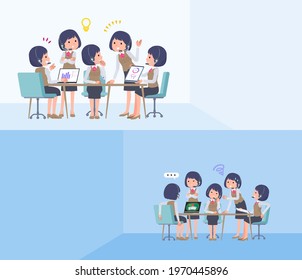 A set of business women with income having an intracerebral meeting.It's vector art so easy to edit.