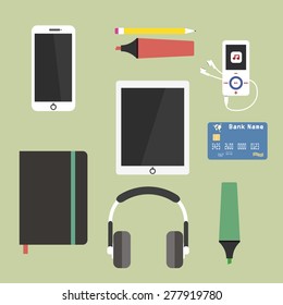 Set of business working elements for digital marketing.Vector Illustration