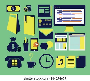 set of business working elements for web design. concept vector illustration