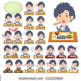 A set of businessman about meals.Japanese and Chinese cuisine, Western style dishes and so on.It's vector art so it's easy to edit.