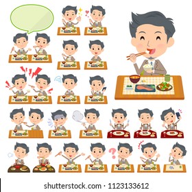 A set of businessman about meals.Japanese and Chinese cuisine, Western style dishes and so on.It's vector art so it's easy to edit.