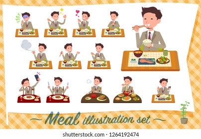 A set of businessman about meals.Japanese and Chinese cuisine, Western style dishes and so on.It's vector art so it's easy to edit.