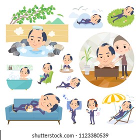 A set of businessman about relaxing.There are actions such as vacation and stress relief.It's vector art so it's easy to edit.