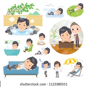 A set of businessman about relaxing.There are actions such as vacation and stress relief.It's vector art so it's easy to edit.