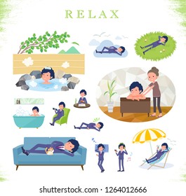 A set of businessman about relaxing.There are actions such as vacation and stress relief.It's vector art so it's easy to edit.