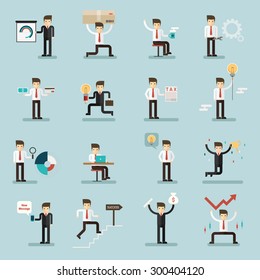 set of businessman activities vector